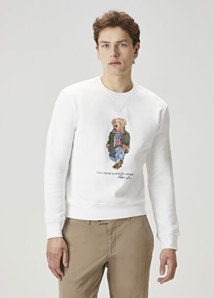 White Logo Printed Sweatshirt