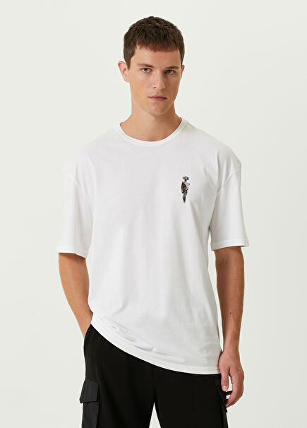 White Print Detailed T-Shirt