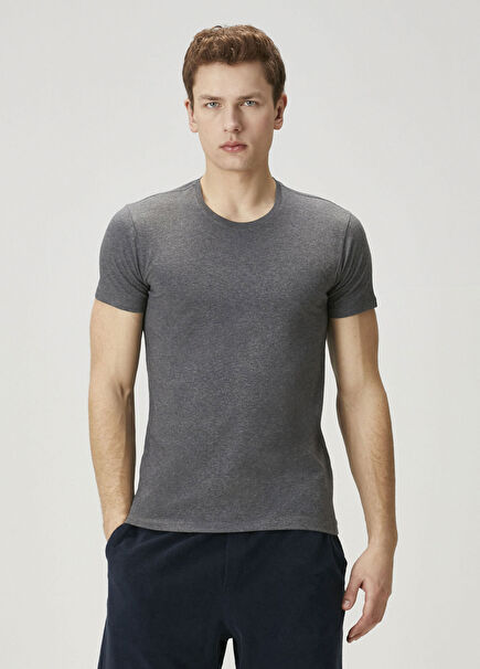2li Koyu Gri Basic T-shirt