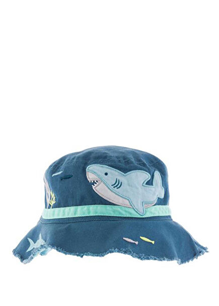 Blue Shark Patterned Baby Boy Hat