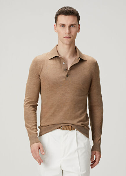 Honey Color Polo Wool Sweater