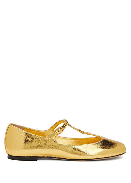 Marcie Gold Leather Ballet Flats