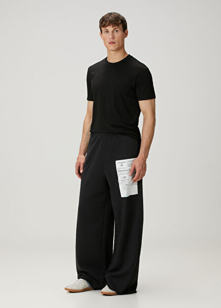 Black Logo Detailed Pants