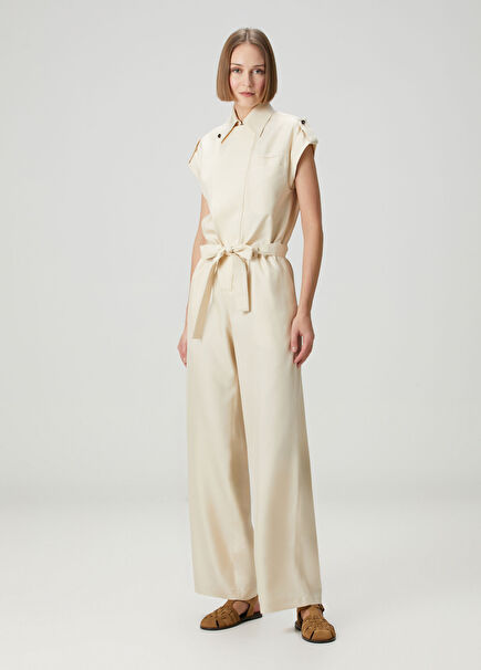 Cream Silk Jumpsuit