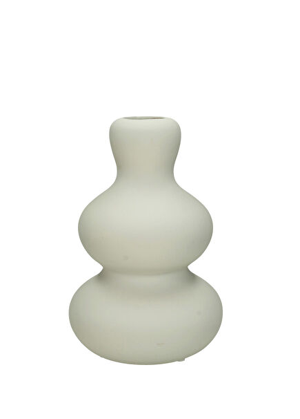 Krem Geometrik Formlu Seramik Vazo