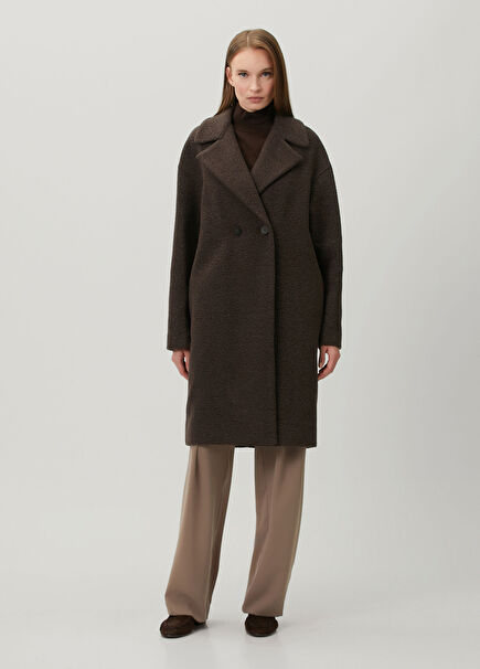 Dark Brown Double-Breasted Wool Coat