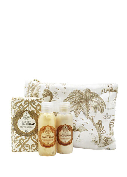 Luxury Gold Soap Shower Gel and Body Cream 3 in 1 Vegan Care Travel Set 250 g