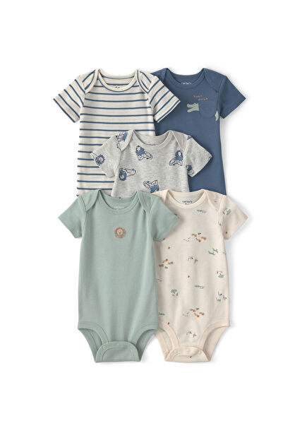 Renkli Kısa Kollu 5'li Erkek Bebek Body Set