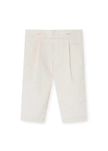 Ecru Cotton Baby Boy Pants