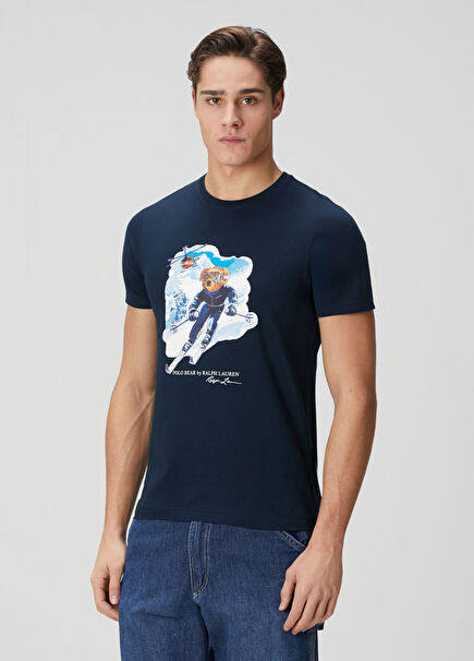 Koyu Lacivert Logo Baskılı T-shirt