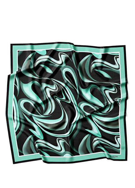 Verdant Wave Twill Desenli İpek Kadın Eşarp 