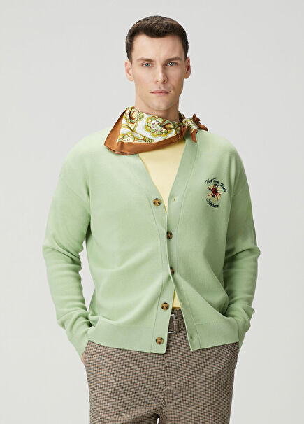 Açık Yeşil Merino Triko Hırka