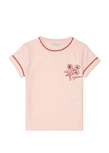 Çok Renkli Nakış Detaylı Kız Çocuk T-shirt