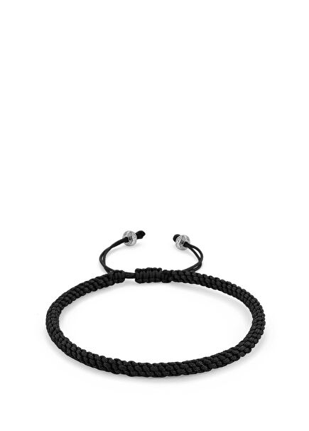 Knot Siyah Erkek Gümüş Bileklik