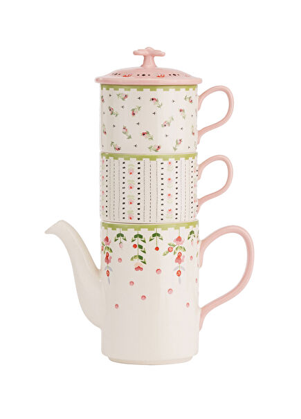 Spring Birds Ceramic Tea Set For 2 People