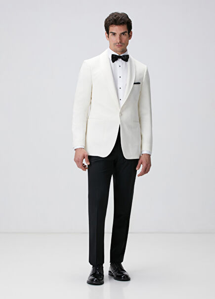 Black Wool Blend Tuxedo Pants