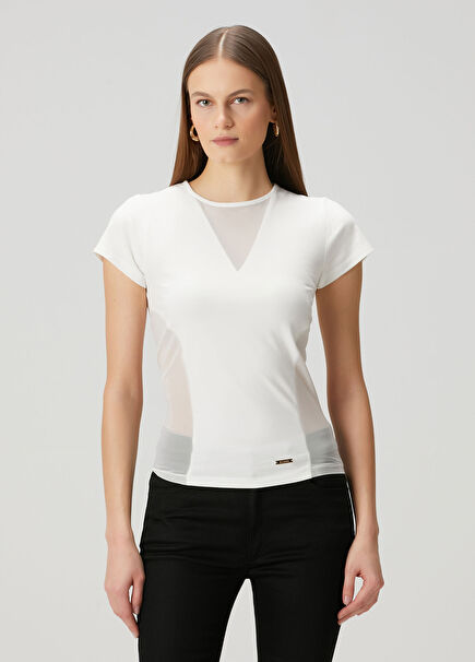 White Transparent Detailed T-shirt