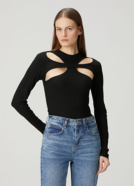 Valeria Black Cut-Out Blouse