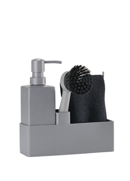 Cool Grey 4 Piece Dishwashing Set