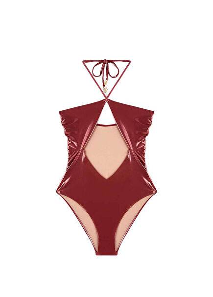 Janette Shiny Fabric Pencereli Boyundan Bağlamalı Kadın Mayo