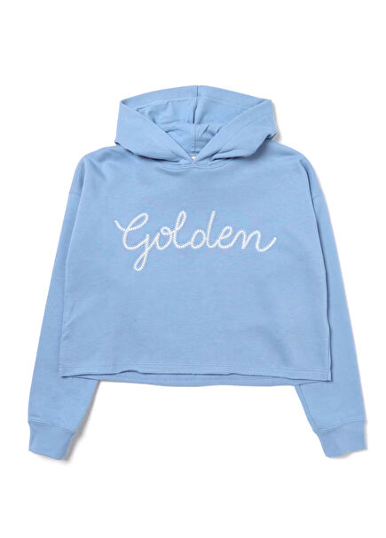 Mavi Kapüşonlu Kız Çocuk Sweatshirt