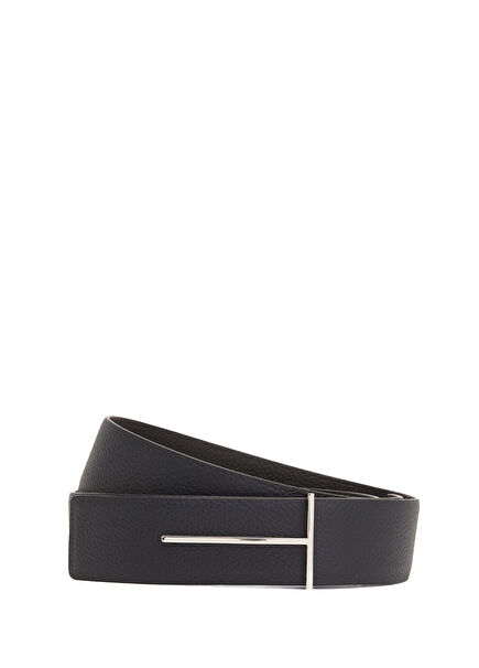 Navy Blue Men's Leather Belt