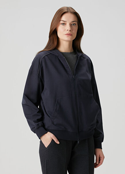 Lacivert Kapüşonlu Sweatshirt