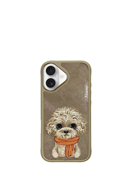 iPhone 16 Compatible 3D Eye Dog Detailed Real Embroidery Embossed New Big Eyes Phone Case