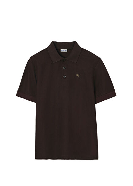 Evan Cuff Med Brown Cotton Polo Neck Men's T-shirt