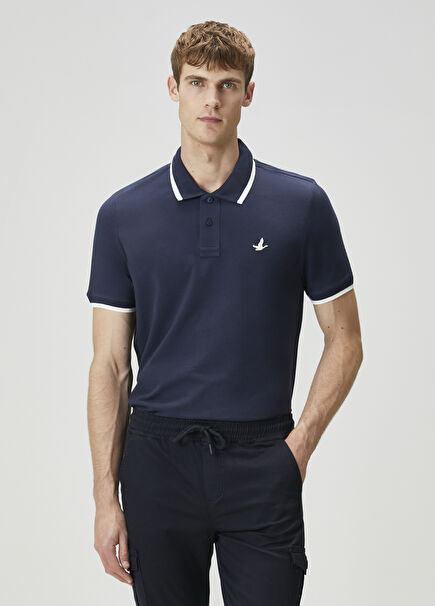 Lacivert Ekru Polo Yaka T-shirt