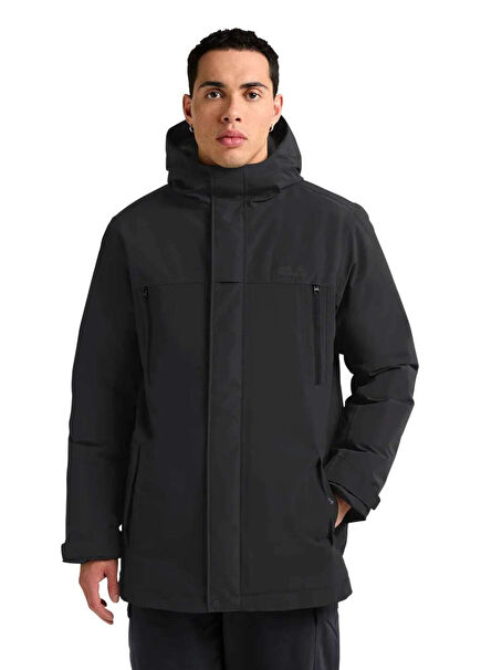 Glacier Shield Siyah Kapüşonlu Erkek Outdoor Mont