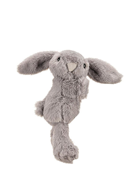 Hugging and Embracing Grey Toy Rabbit
