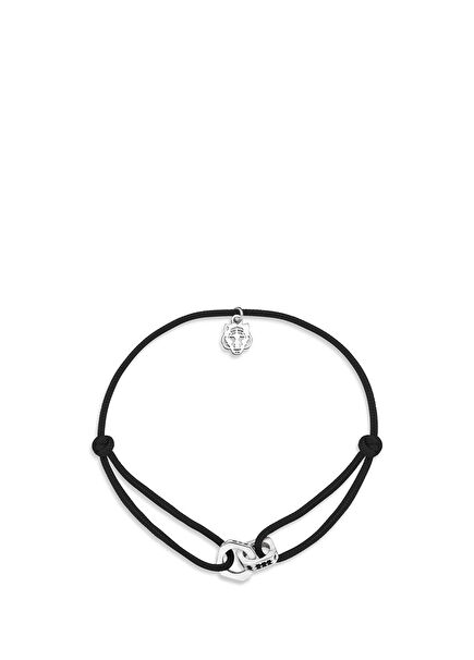 Corner Black Rope 925 Sterling Silver Unisex Bracelet