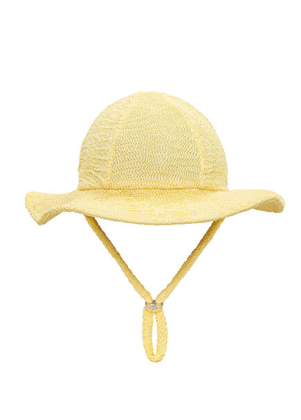 Butter Yellow Brim Textured UV Protection Girls' Hat