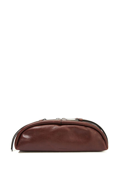 Rosalie Burgundy Leather Makeup Bag