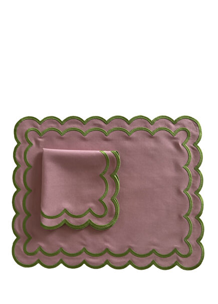 Florence Yeşil Pembe Amerikan Servis Peçete Seti