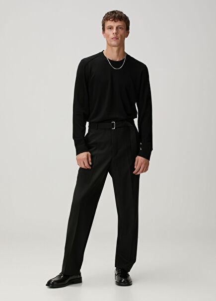 Black Waist Corded Trousers