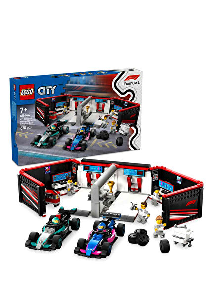 City F1 Garajı ve Mercedes-AMG ve Alpine Arabaları 678 Parça 7+ Yaş Yapı Oyuncağı 60444