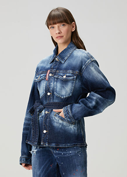 Blue Belted Denim Jacket