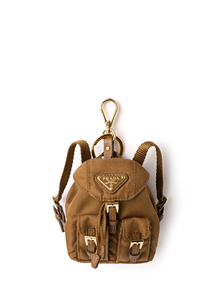 Brown Mini Icon Re-Nylon Women's Bag Ornament
