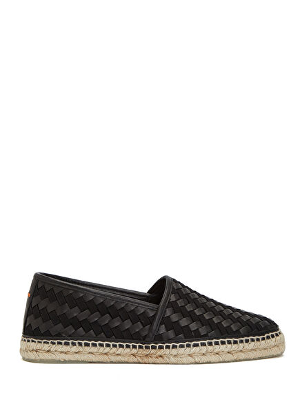 Paolo/286 Siyah Erkek Deri Espadril