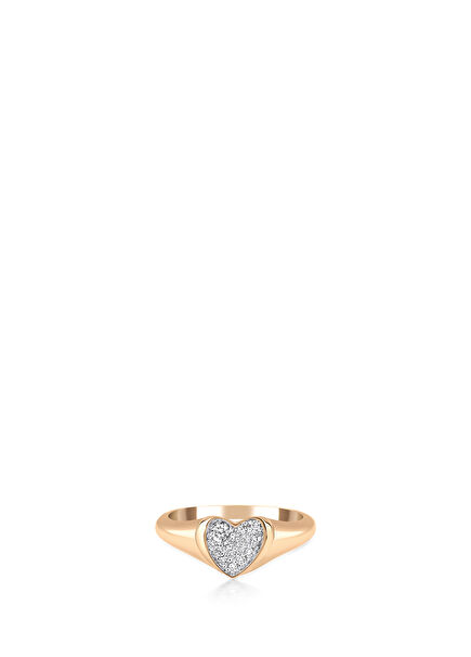Heart 14K Gold Women's Ring with Petite Diamonds