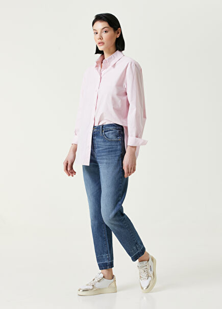 Blue Crop Straight Jeans