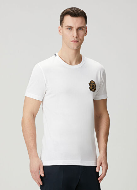 Beyaz Logo Patchli T-shirt