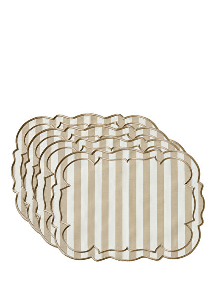 Beige Line Bej Çizgili 4'lü Amerikan Servis Seti