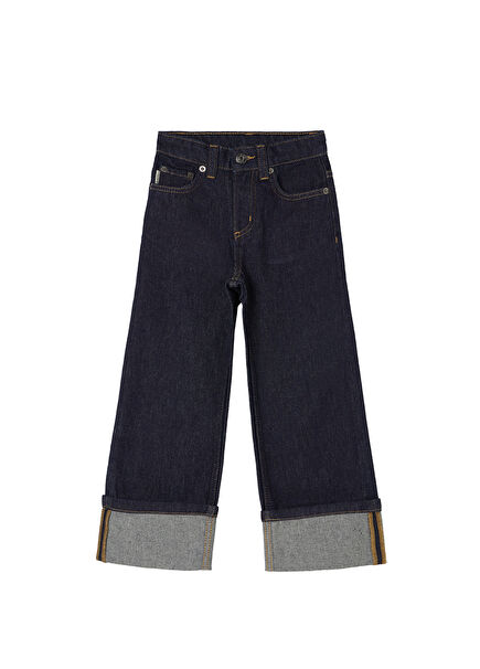 Navy Lacivert Bol Paça Kız Çocuk Jean Pantolon 