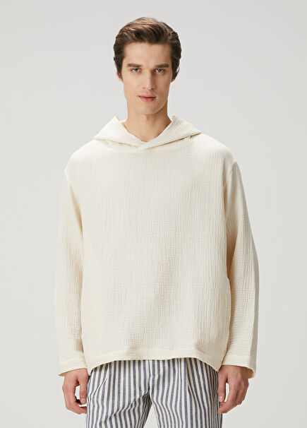 Matthew Kırık Beyaz Kapüşonlu Sweatshirt