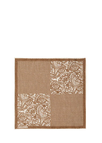 Brown Patterned Linen Pocket Square
