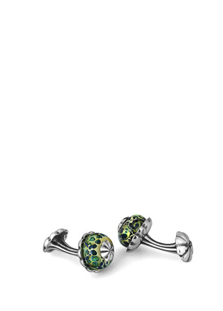 Glass Beads Silver Cufflink