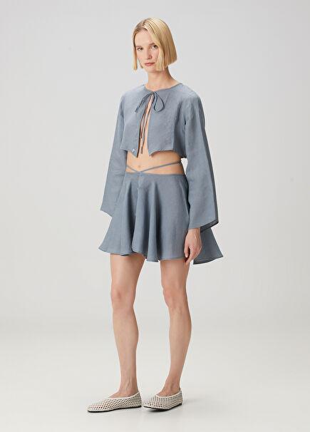 Keepers Blue Mini Linen Skirt